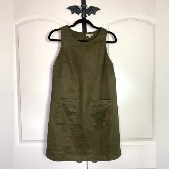 Vintage inspired Cottagecore Olove Green Dress with Easy zipper Pockets size L - Picture 1 of 9